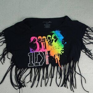 One Direction Band Fringe Black Tank Top One Size